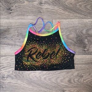 Rebel rainbow sports bra